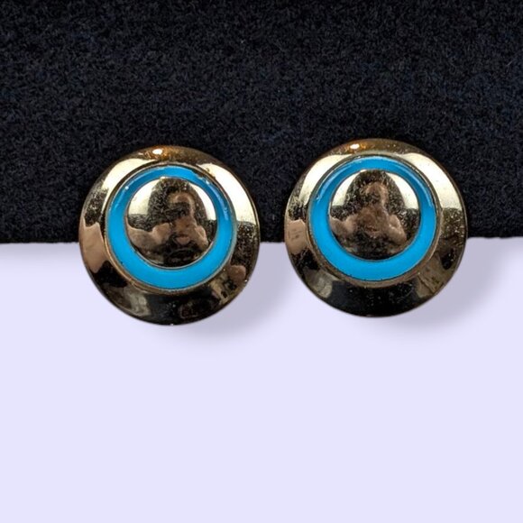 (2/$20) V. Metal Blue Ring Clip On Earrings - Picture 2 of 6